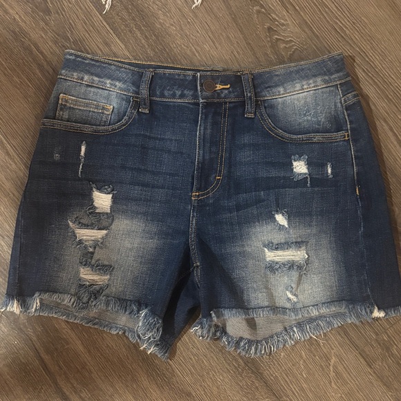 Cello Pants - Cello Deep Blue Ripped Jean Shorts